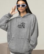 Bluza oversize z kapturem <br>Koń w świetle księżyca <br>Haft, Efekt sprania